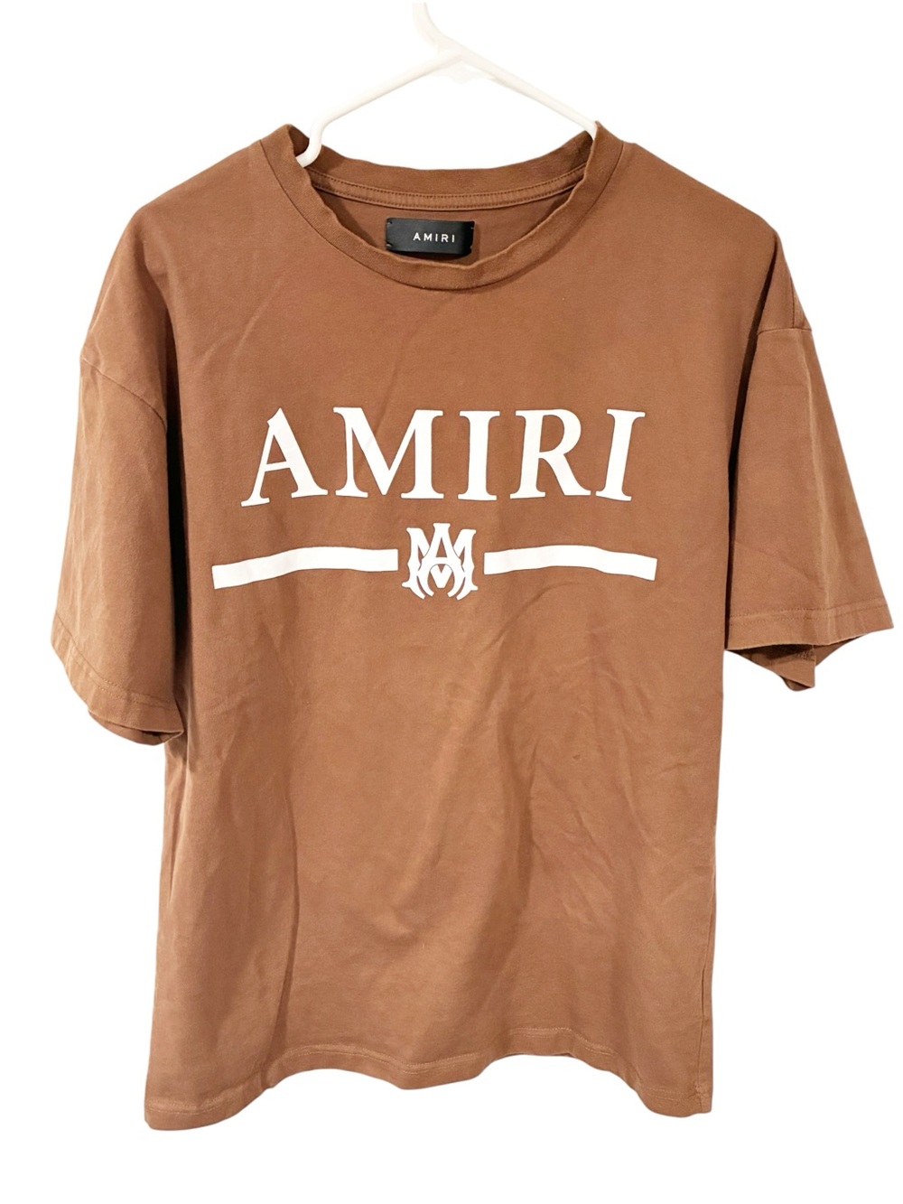 Amiri MA Bar Tee Brown White Crewneck Cotton Short Sleeve T-shirt Small